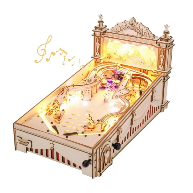 Robotime 3D Pinball Machine Puzzle Amusing Table Game Mechanical Wooden Model Building Kits for Adult 14+ Teens