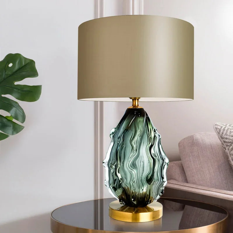 2026 Creative Glass Table Lamp Villa Living Room Luxury Advanced Green Desktop Decorative Lamp Fashion Hotel Bedside E27 Lampada