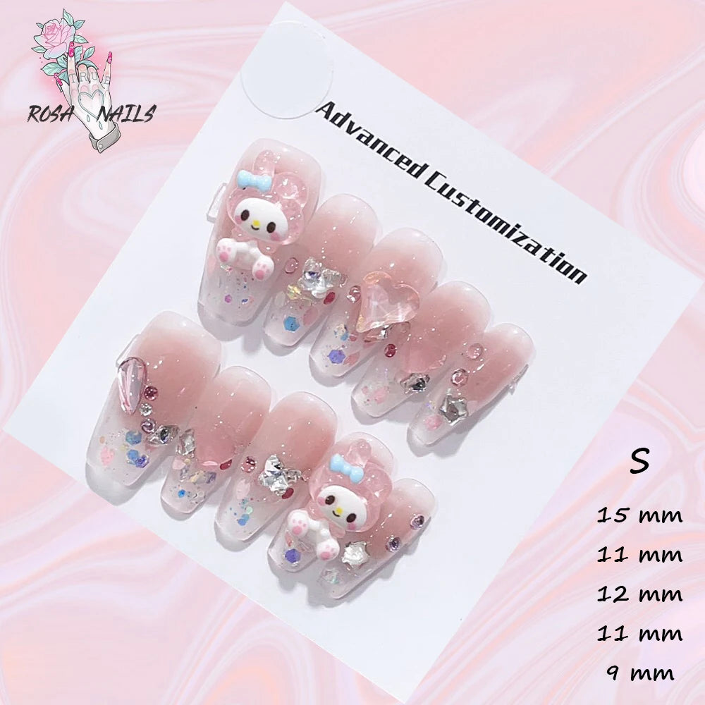 Punk Dragon Charms Press on Nail Artificial Long False Nails XS Black Dragons Goth Presson Tips Butterfly Fake Nail y2k Pressons