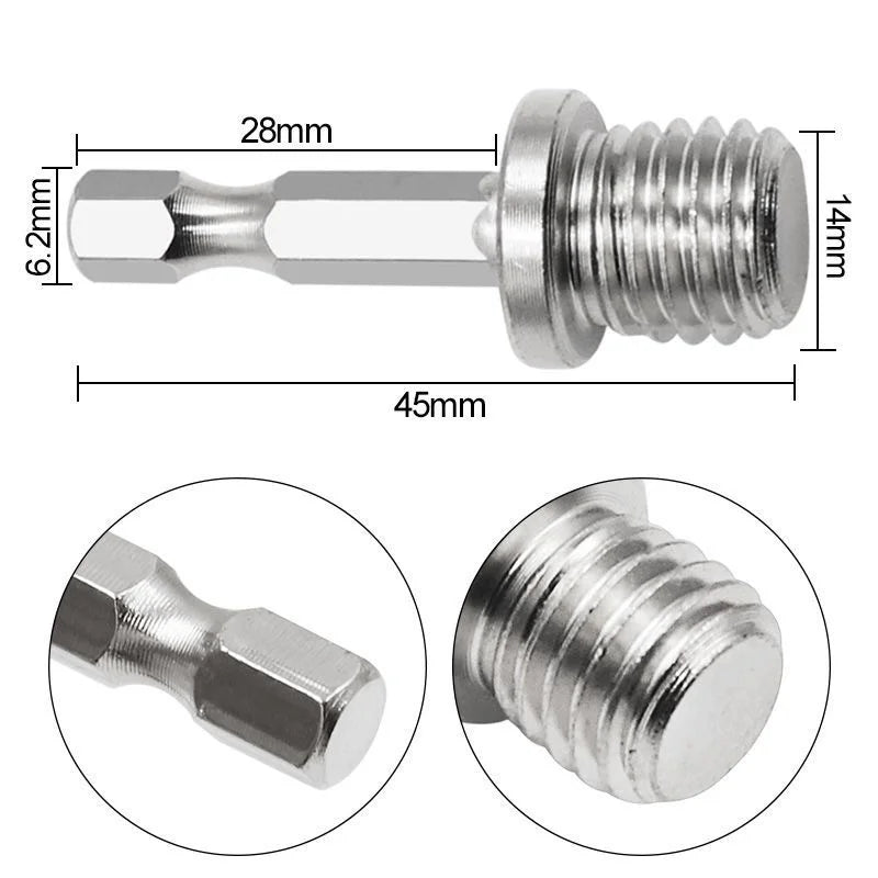 M14 Electric Drill Angle Grinder Connecting Rod Screw 14mm Thread Adapter Hexagon Rod Conversion Bar Chuck Connector Tool 1PC