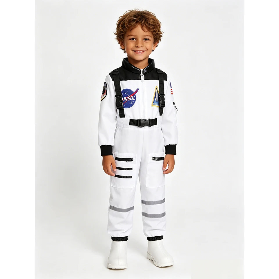 Kids Astronaut Costume Space Suit Halloween Cosplay Space Explorer Performance Children's Jumpsuit Spaceman Boys Girls Outfits