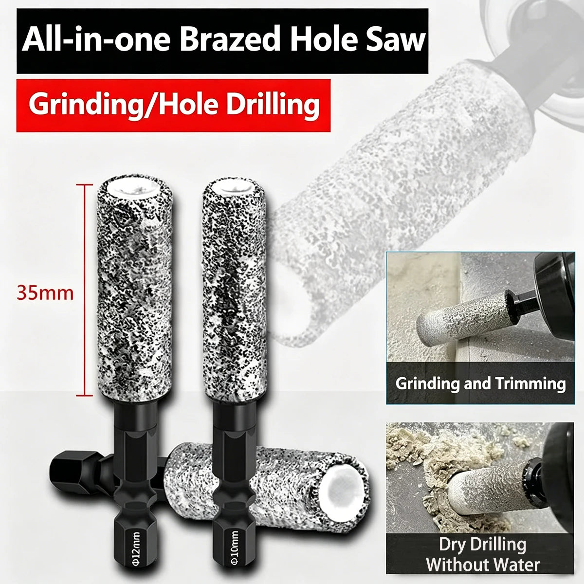 5Pcs 6-12mm Dry Drill M14 Thread Brazing Hole Saw Set For Drilling Holes Porcelain Tiles Marble Vitrified Tile Drill Bits Tools