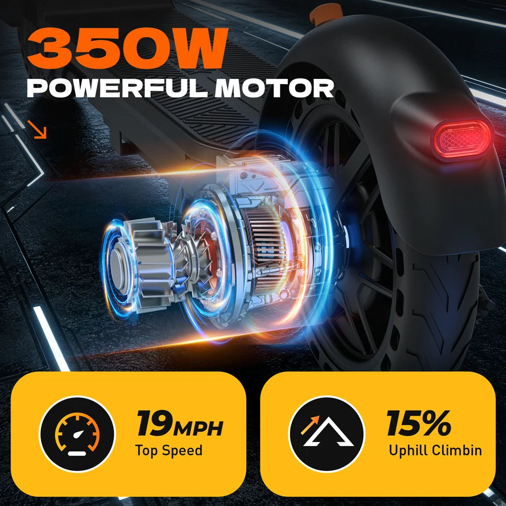 Fast E-Scooter C8 350W Electric Scooter 36V 5.2Ah Foldable Electric Scooter Max 15mph (25km/h) 8.5' Solid Outer-Tread Tire