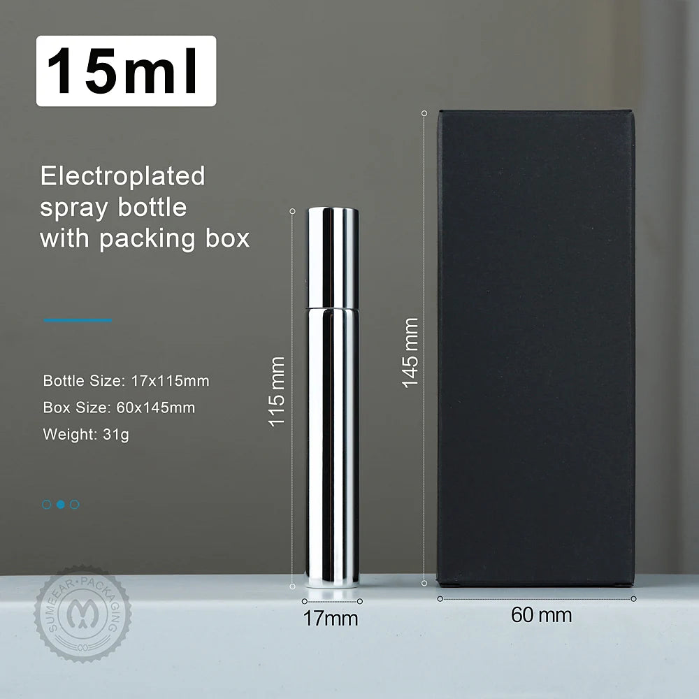 30/50PCS Electroplated Perfume Spray Bottles Set 15ml Each with Boxes Lightweight Portable Design for Outdoor Carrying