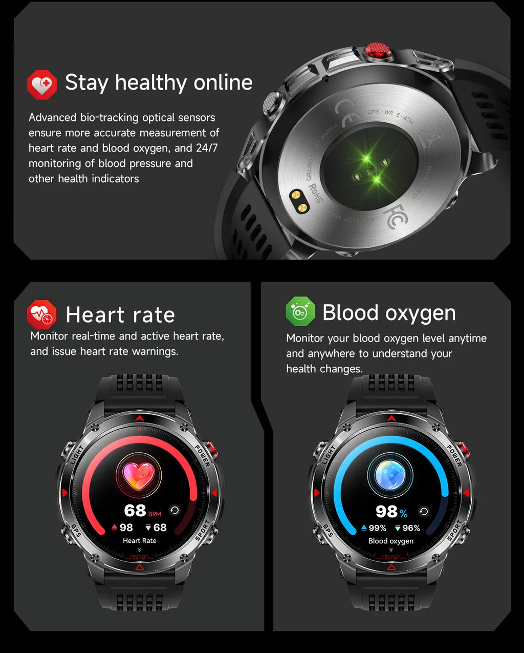 2025 New Military Bluetooth Call Smart Watch Built-in GPS Compass Barometric Altimeter 3ATM Waterproof Sports Smartwatches Men
