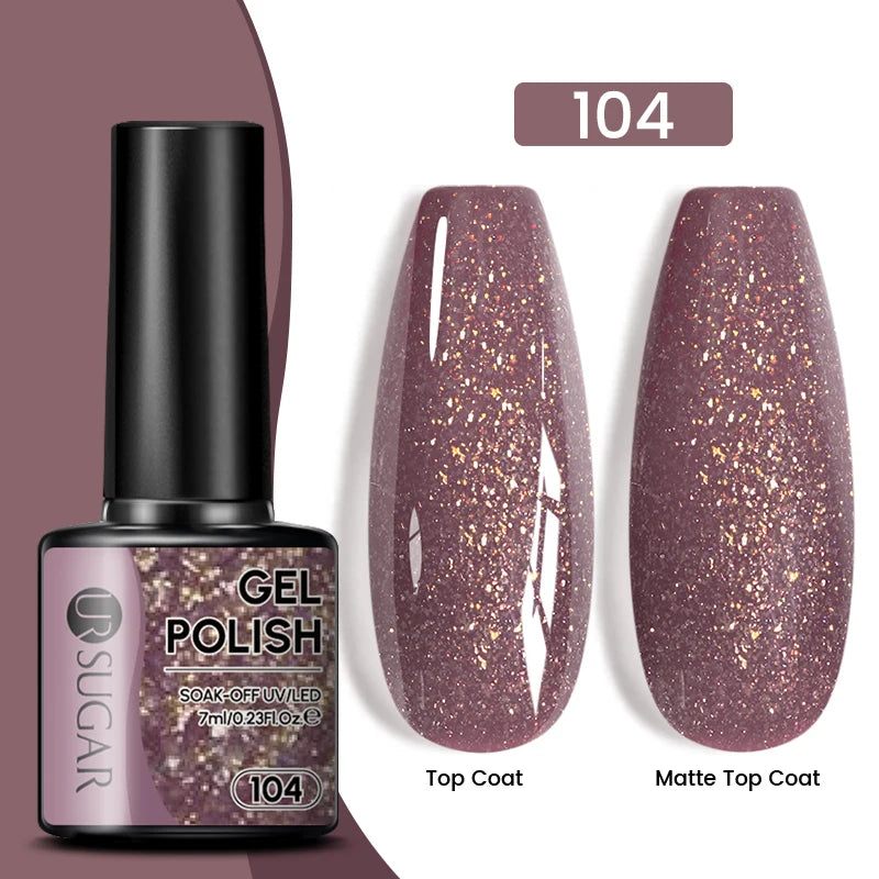 UR SUGAR 7.5ml Reflective Magnetic Gel Nail Polish Glitter Silver Pink Magnet Gel Soak Off UV LED Nail Manicure Varnish UV Gel