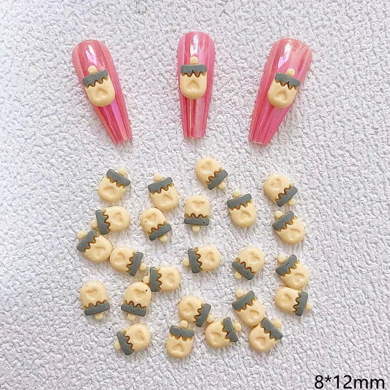 10pcs Cartoon Bunny Nail Art Charm 3D Candy Color Resin Cartoon Animal Lollipop Nail Decoration Korea Kawaii Nail Accessories