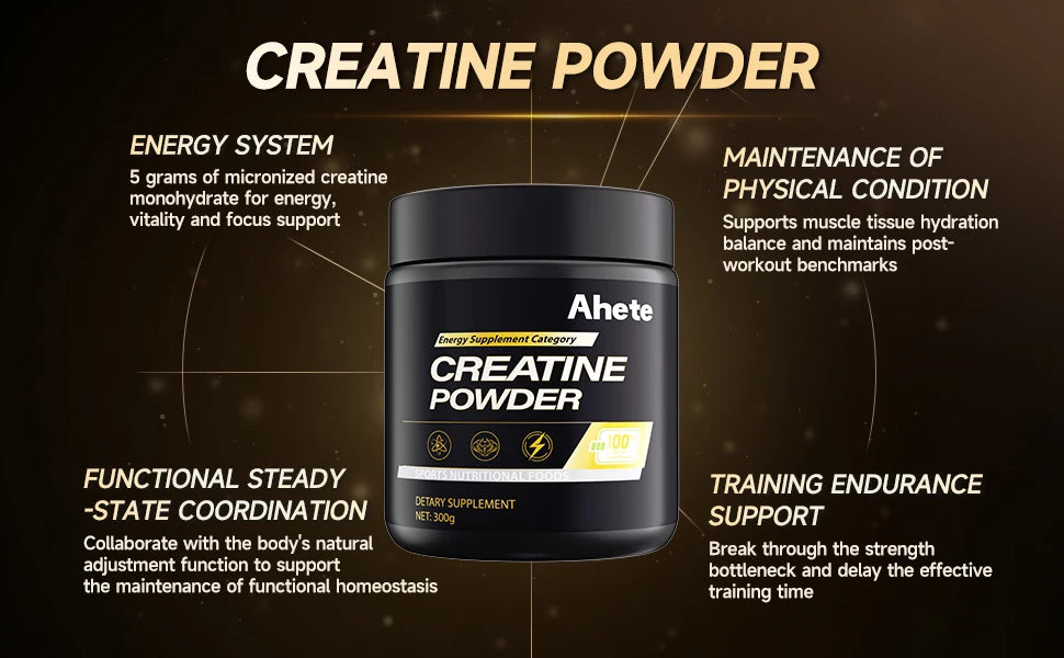 Ahete Fast-Absorbing Creatine Powder, Superior Mixability & Uptake, Supports ATP Energy, Sugar & Additive-Free