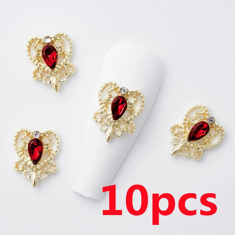 1 Bag Random Luxury Nail Art Dangle Jewelry  (Heart Bowknot)  Mixed Style 3D Nail Art Charms Tassel Design Alloy Nail Art Dangle