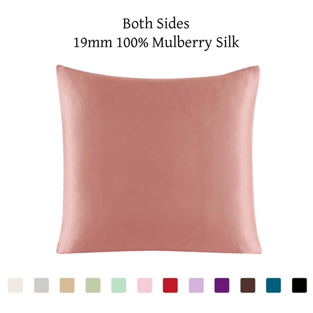 100% 19mm Mulberry Silk Zipper Pillowcase Cushion Pillow Case Cover Solid Multicolor