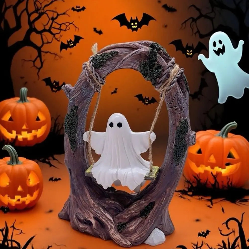 Halloween Themed Halloween Swing Ghost Ornament Handicraft Model Spooky Ghosts Decor Statue Display Ghost Halloween Decoration