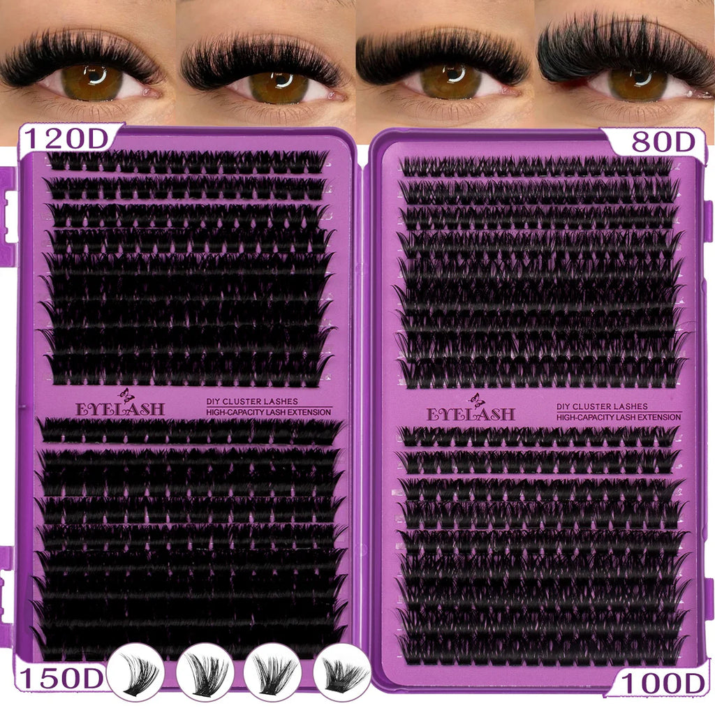 D Curl Individual Eyelash Clusters High Capacity Dense Eyelash Extension 8-16mm Suit for Different Makeup Beauty Long Lasting
