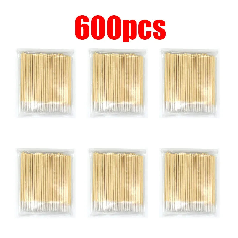 100/300/600pcs Disposable Nail Wood Cotton Swab Clean Sticks Lint-Free Wood Nail Cleaning Bud Wooden Tip Nail Polish Remover