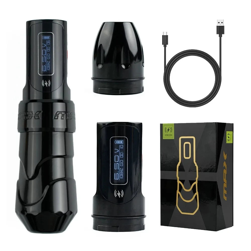 MAX Tattoo Machine Pen 4.0mm Stroke Professional Body Art Makeup Rechargeable LED Digital Display Battery Wireless Pen Machine