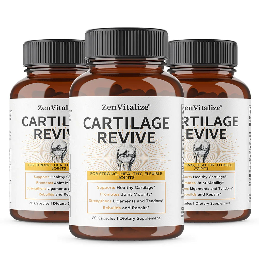 Cartilage Revive Supplement Capsules with Glucosamine, MSM, Vitamin D3, C - Joint Support, Antioxidant, Enhances Flexibility