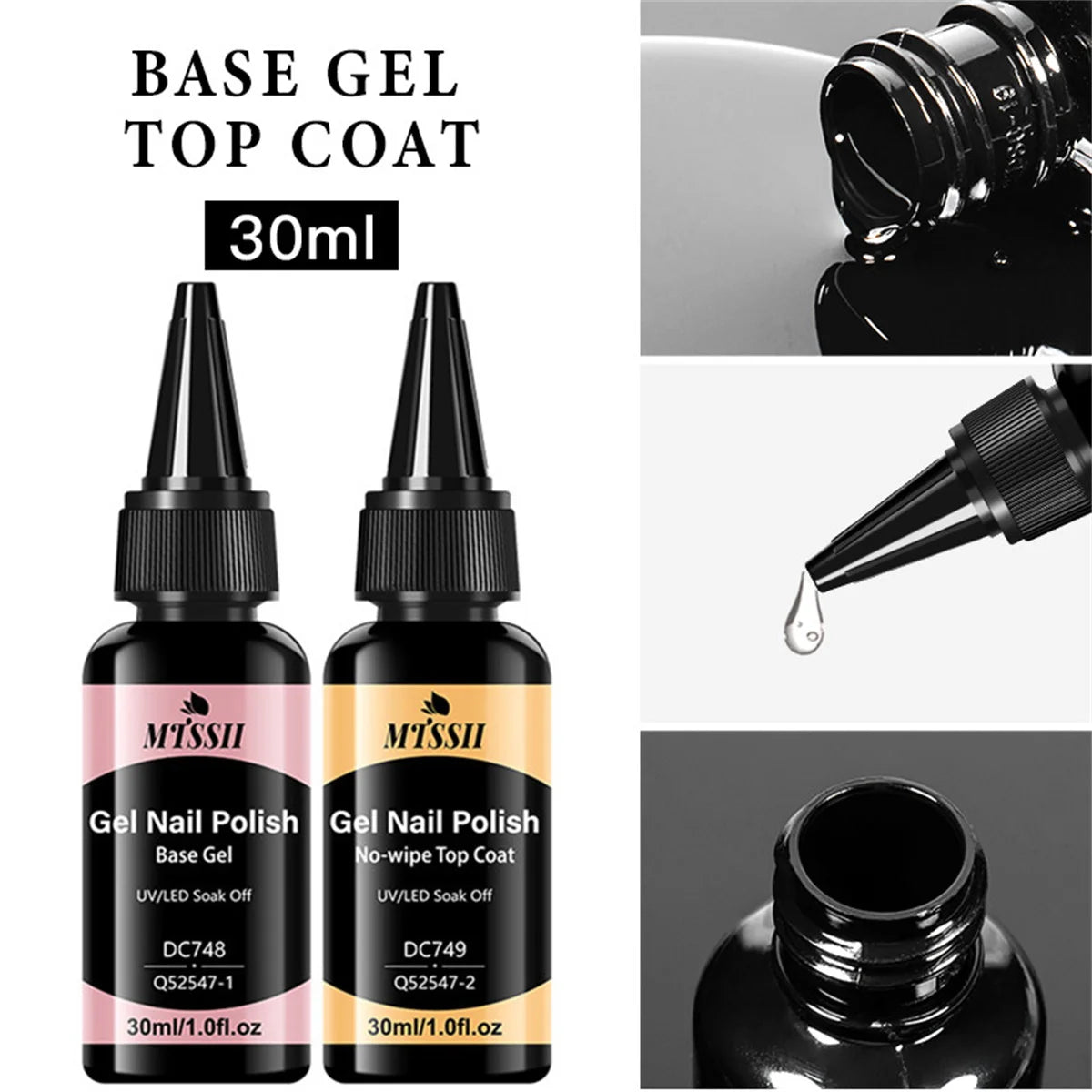 2/3pcs 30ml No Wipe Top Coat Base Coat Matte Top Coat Gel Nail Polish Set Shine Finish Long Lasting Nail Art Functional Gel DIY