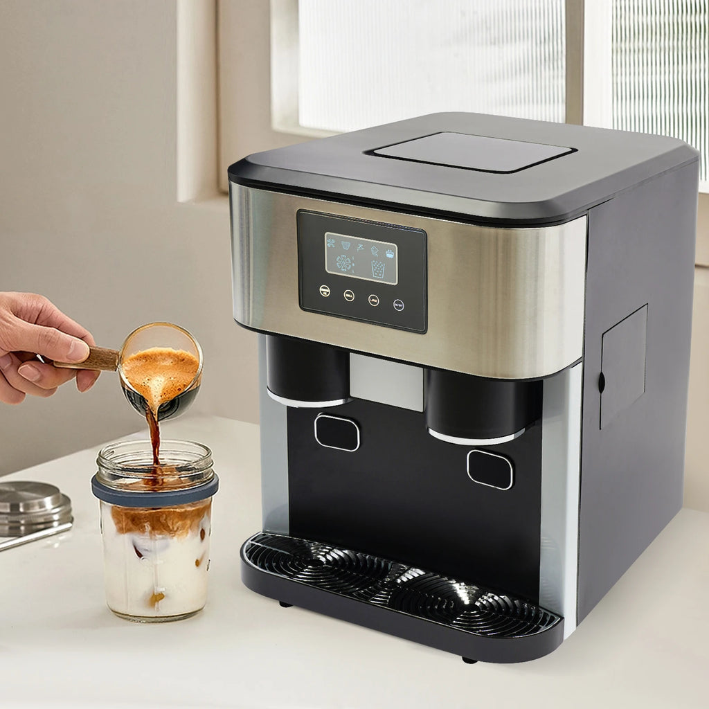3 In 1 Crushed Ice and Ice Cube Maker Machine Tabletop Automatic Cleaning Stainless Steel Ice Maker