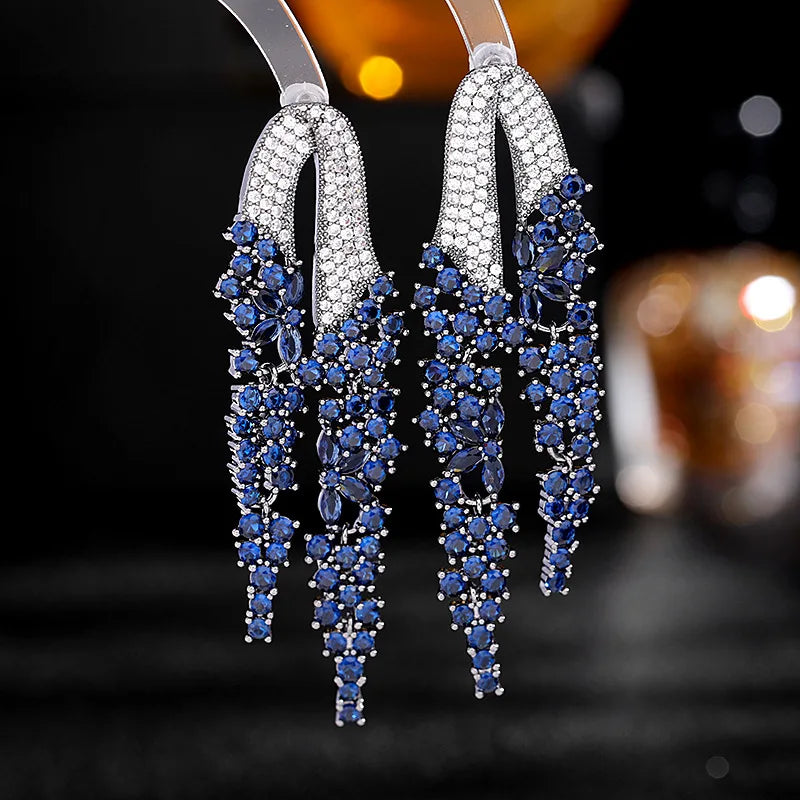 Bilincolor Golden Orange Long Tassel Earring for Women Wedding