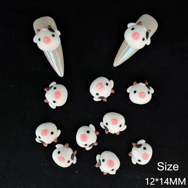 10pcs Cartoon Bunny Nail Art Charm 3D Candy Color Resin Cartoon Animal Lollipop Nail Decoration Korea Kawaii Nail Accessories
