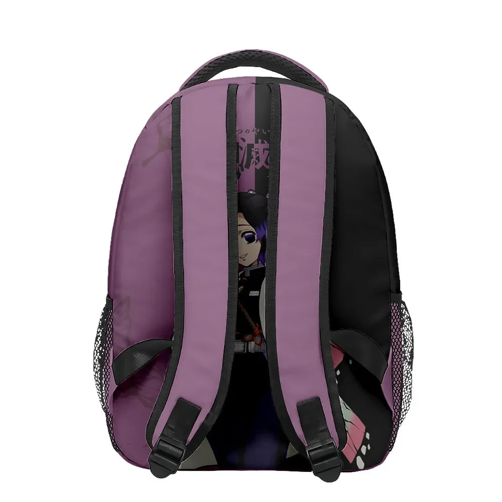 New Anime Peripheral Demon Slayer 3D School Backpack Lunch Bag Pencil Case 3-Piece Set Printed Holiday Gift for Students Gift