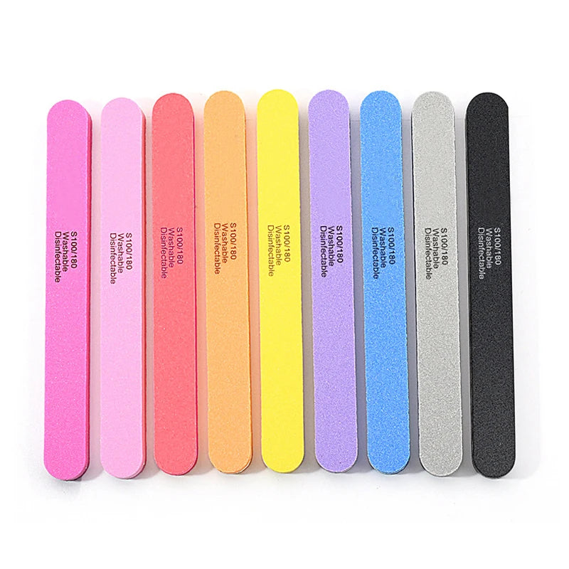10pcs/lot Professional Nail Files 100/180 Washable Nail Art Sanding Buffing Manicure Tools Set Polish Buffer Removal Sponge
