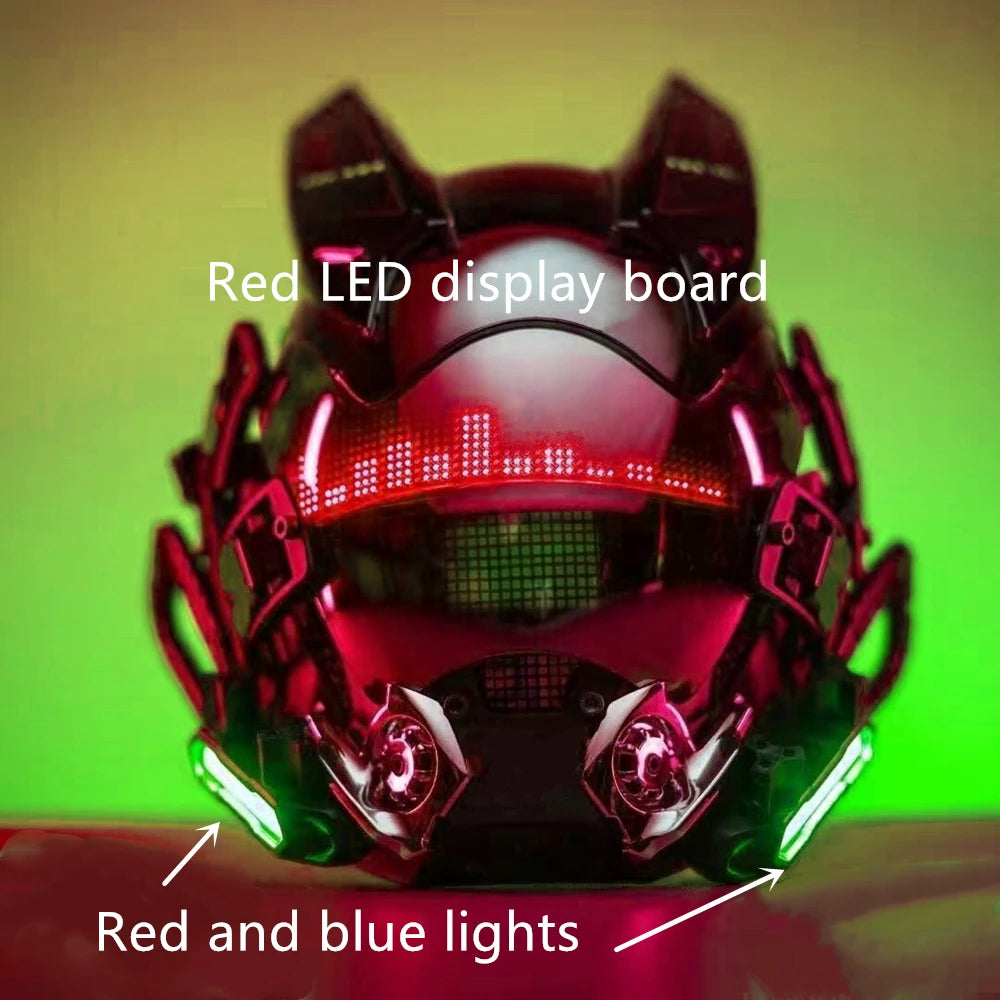 Cyber punk Mask LED Hairstyle Braid Halloween Christmas Role Playing Helmet Party Adult Gift ﻿