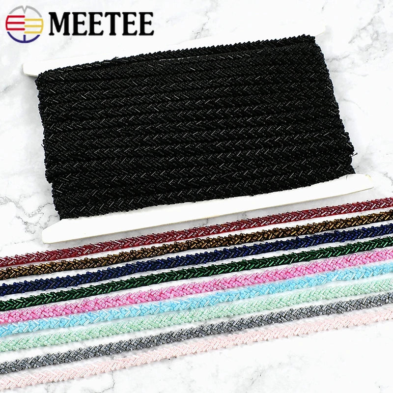 2/5/10Yards 7mm Beaded Lace Ribbon Sewing Wedding Dresses Laces Trim Decorative Trimmings Stitching Fabric DIY Crafts Materials
