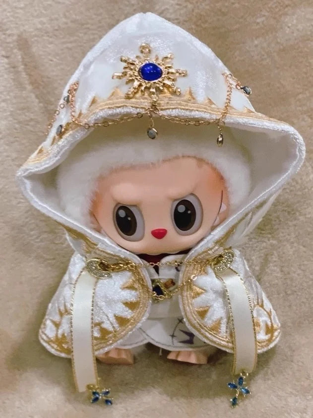 10cm Cotton Doll Clothes Witch Black Meow For The Monsters Labubu 1.0 2.0 3.0 Kawaii Cosplay Clothes Cool Christmas Doll Gift