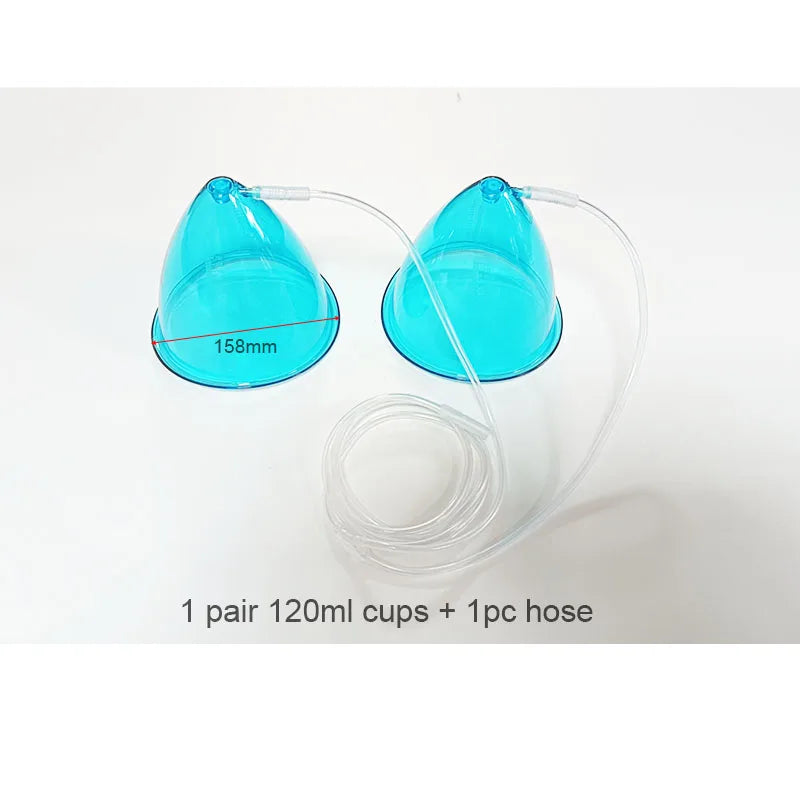 1 Pair 120/150/180/210ml Hip Lifting Vacuum Cupping Breast Enlargement Buttock Enhancer Massage Machine Replacement Cup Y Hose