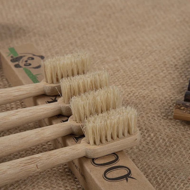 10 Pack Artificia Boar Bristles Natural Bamboo Toothbrush Eco-Friendly Stand Up Biodegradable Bamboo Toothbrush Medium Bristles