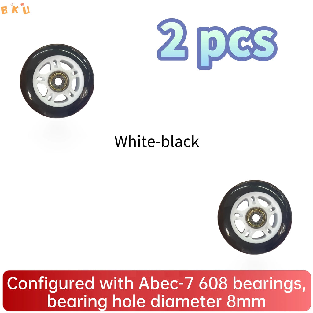 2 Pcs 80mm Inline Skate Wheels - High Elastic, Silent & Wear-Resistant for Luggage, Carts, Kids' Scooters