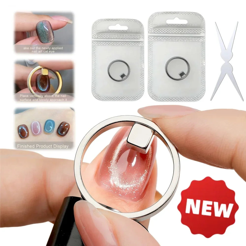 Magnetic Ring Hollow Cat Eye Tool Professional Black Hole Cat‑Eye Design DIY Nail Art Accessory
