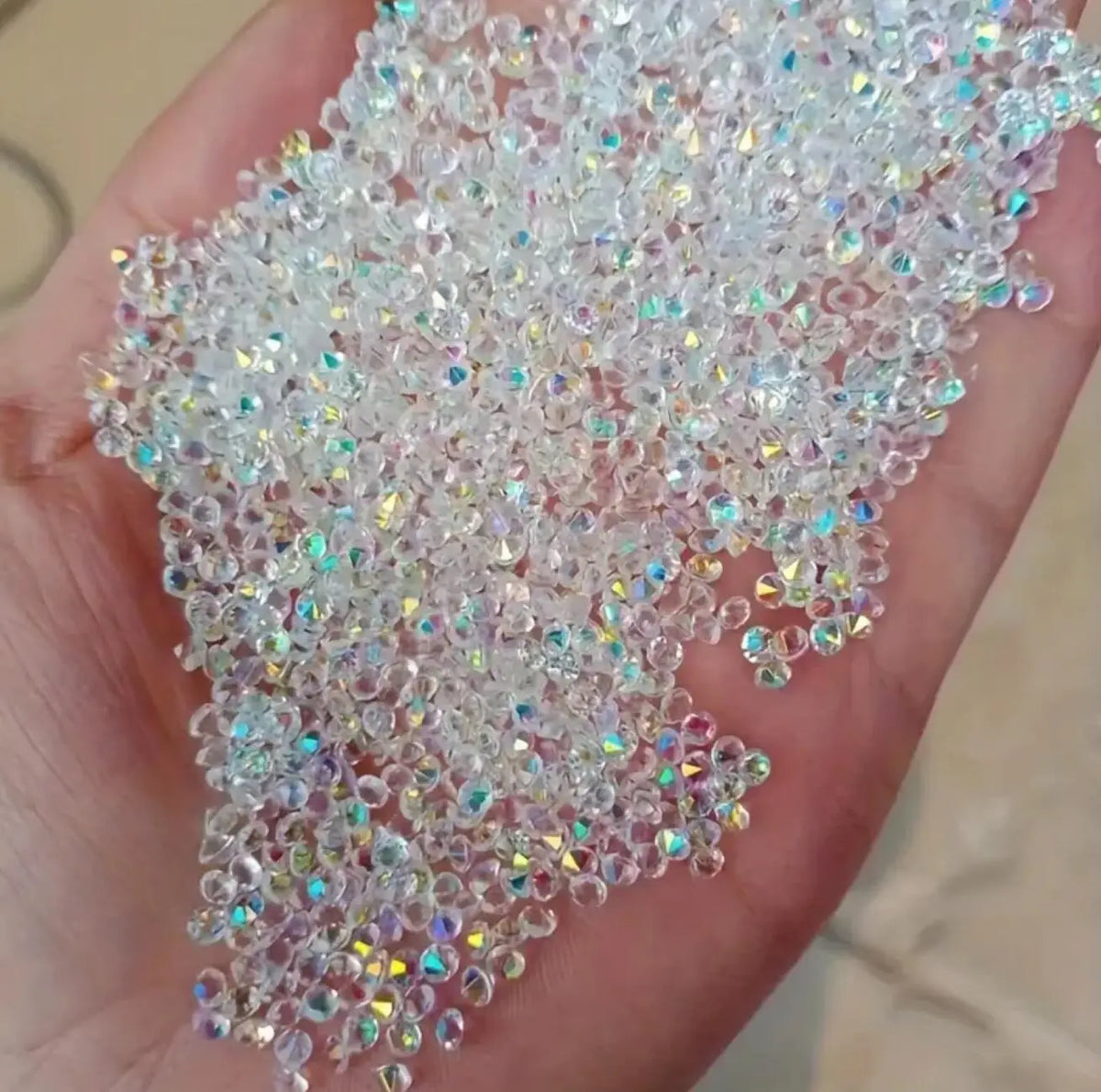 1Bag Aprox.1400Pcs Mini Nail Rhinestones Micro 1.2mm Nail Sand Pixie Crystals Iridescent AB Bling Tiny Sugar Beads Nail Charms *