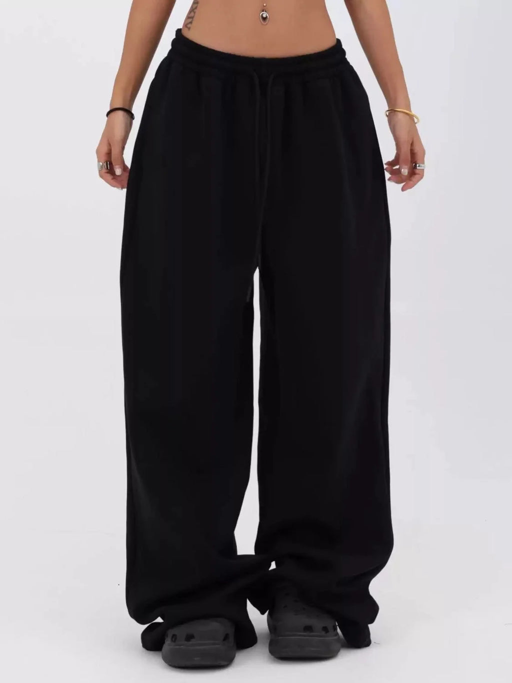 Retro Y2K Baggy Pants Fashion Women Pocket Elastic Waist Oversized Vintage Wide Leg Pant Casual Streetwear Sweatpant Trousers