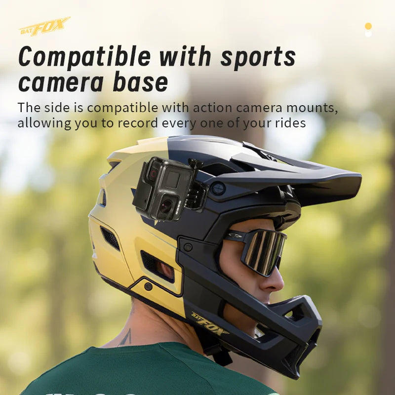 BATFOX Full Face Mountain Bike Helmet Adult Downhill Off-road Cycling Shockproof Professional Protection MTB Bicycle Safety Gear