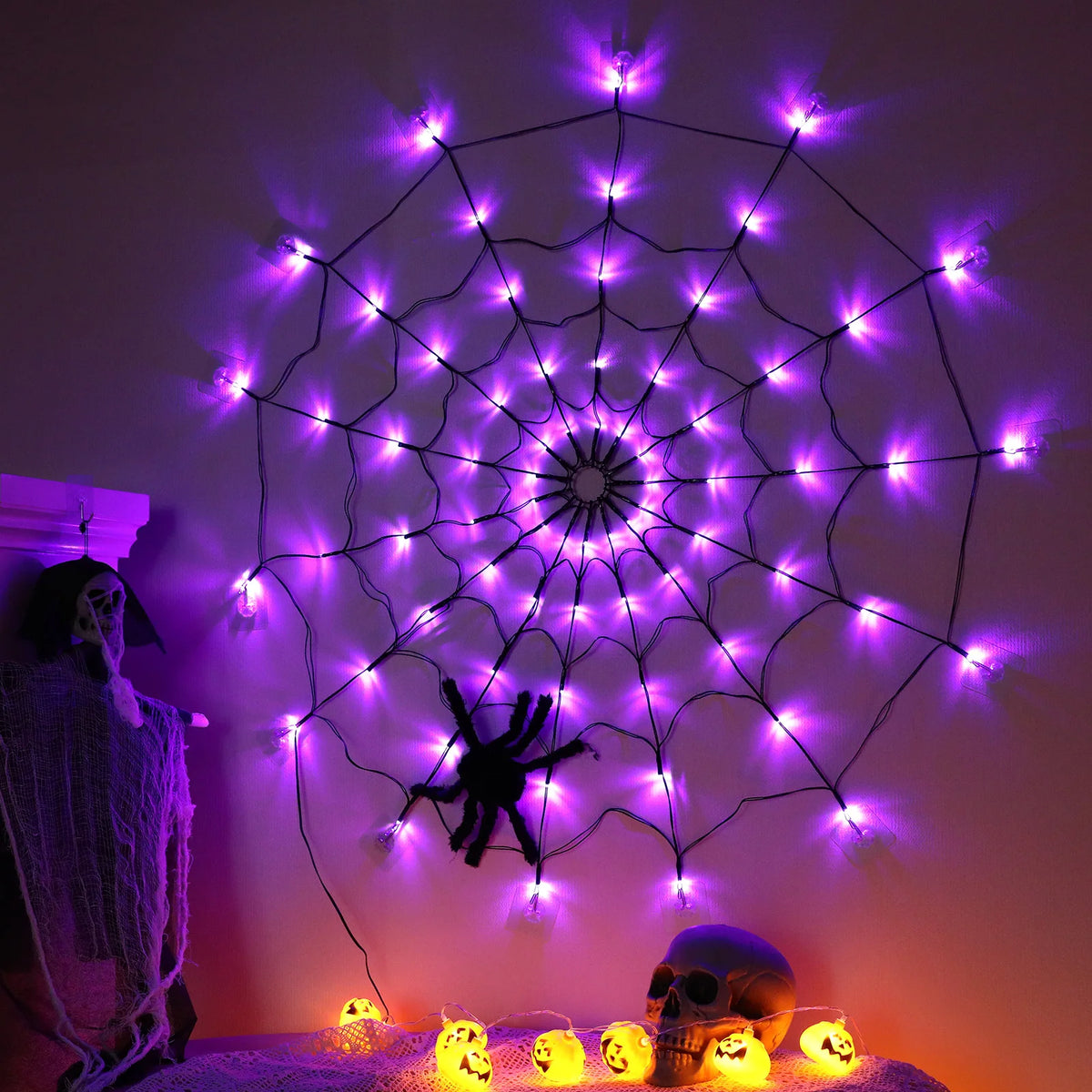 Halloween Hanging Ghost Decorations Outdoor, Glowing Ghost with Witch Hat String Lights for Yard Patio Garden Tree Decoration