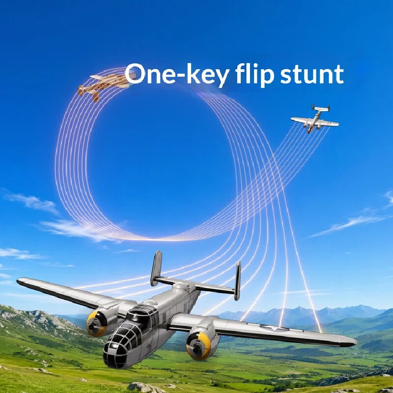 Volantex B25 Mitchell Bomber Remote Control Rc Fixed Wing 3 Channel Dual Motor Foam Airplane With Xpilot Stabilization System