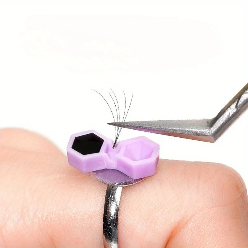 200Pcs Eyelash Extension Glue Cup 2 Hole Honeycomb Tattoo Ink Pigment Holder Container Grafting Eyelashes Auxiliary Makeup Tool