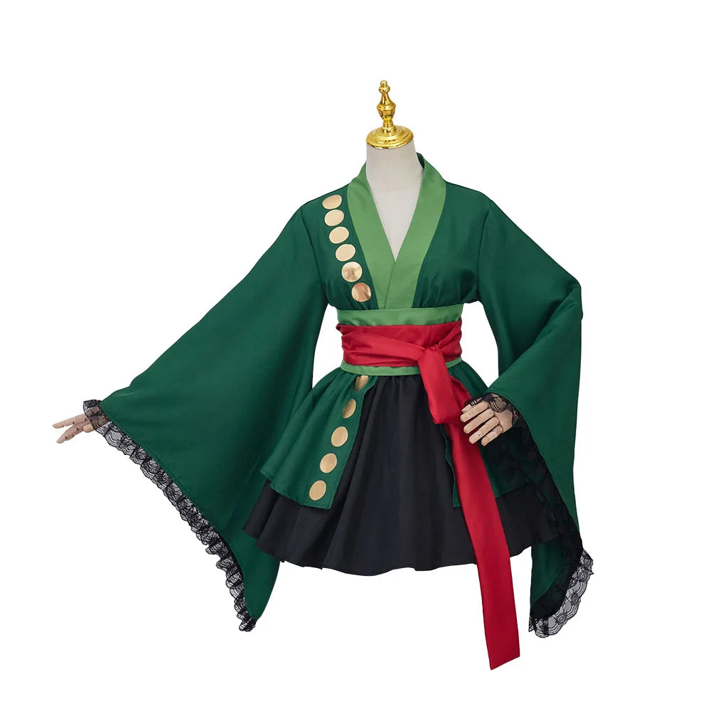 Roronoa Cosplay Costume Halloween Kimono Dresses Outfits One Anime Piece Robe Cloak Belt Full Suit Outfit for Woman