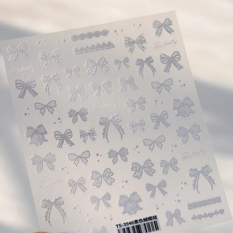 1pcs 5D Shell Light Nail Stickers Fashion Gold Border Love Heart Bowknot Moon Star Art Decal High Quality Manicure Decorations