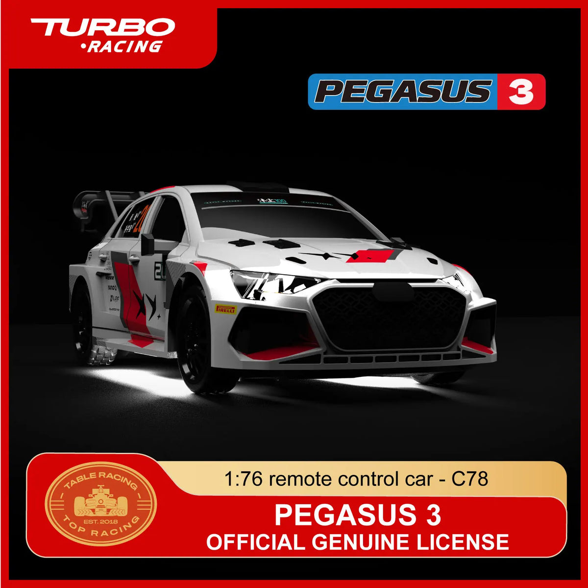 1/76 Turbo Racing C78 Rc Car Mini Team Pegasus 3 Official Joint Limited Edition Ultra-micro Rc Drift Car Boy Tabletop Racing Toy