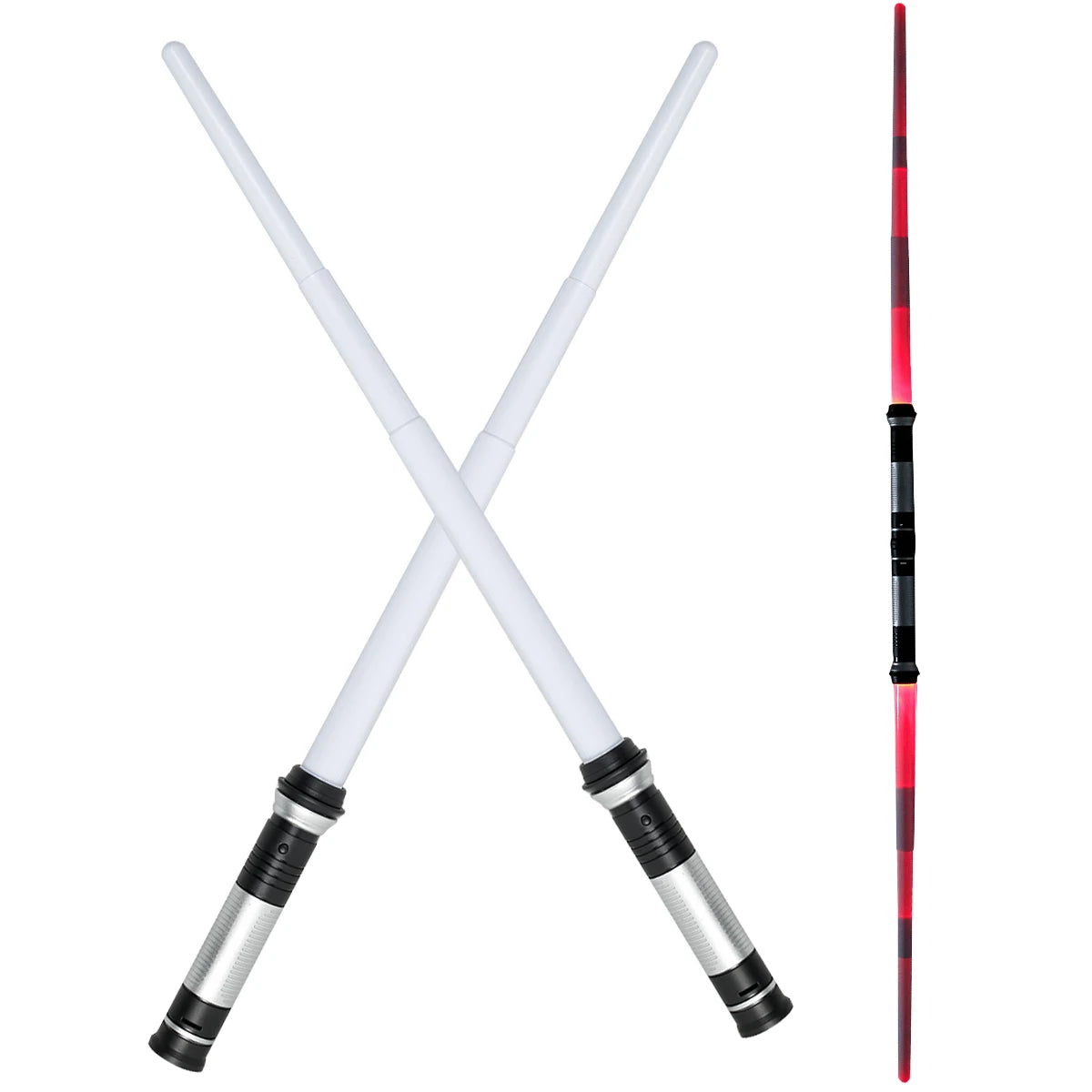 2 Pcs Led Luminous Sword With Connector Battery Operated 2-In-1 Retractable 7 Color Changing Glow Sword Light Children Toys Gift