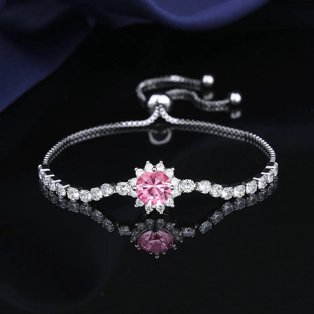 925 Sterling Silver Bracelet Moissanite Sunflower Bracelet Two Carats Hand Jewelry Women Pull-Out Style