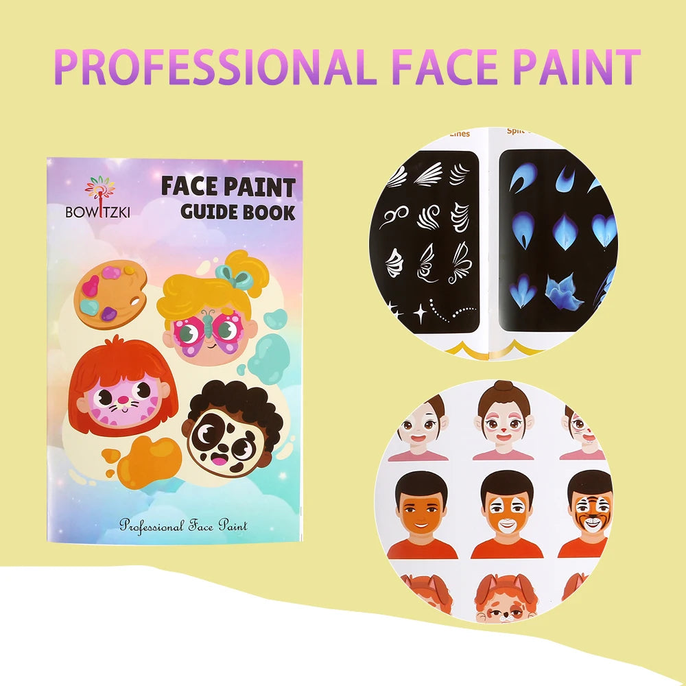 Bowitzki Professional Face Paint Kit For Kids Adults Facial Paint Set One Stroke Split Cake Palette Body Paint Hypoallergenicity