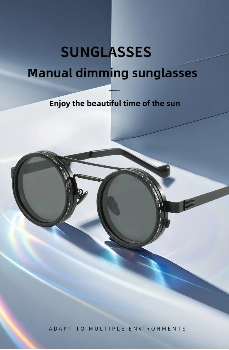 Polarized ND2 400 Adjustable Dimming Sunglasses UV Protection Metal Frame HD Lens for Mountaineering Cycling