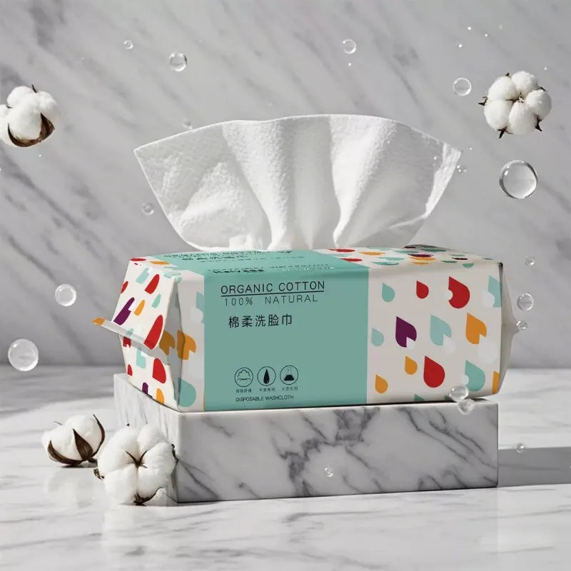 100PCS Disposable Face Towels | Biodegradable Cotton Makeup Wipes | Extra Thick Beauty Tissue for Salon & Home Use