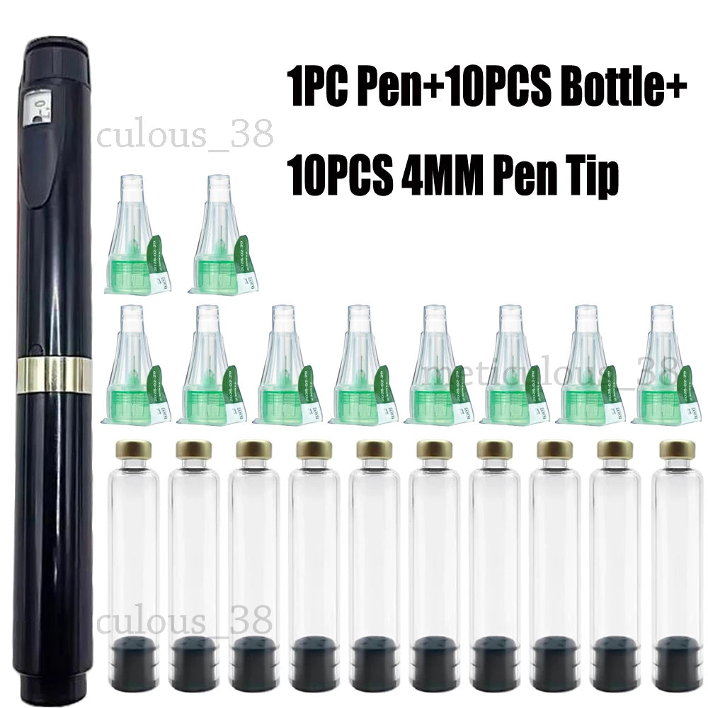 Black Magic Pen Accurate Dosage Kit 3ml Empty Cassette Bottle Cartridges Disposable 4/6/8mm Pen Tip for Insulin Injection Pen