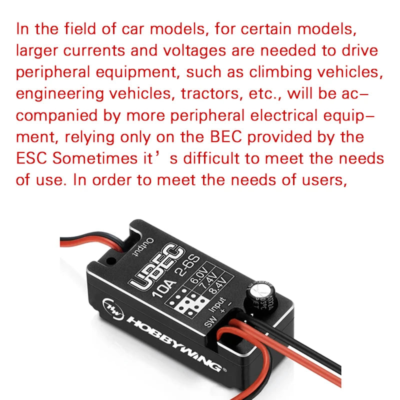 Hobbywing UBEC 10A Voltage Regulator Module Waterproof 2-6S 6 / 7.4 / 8.4V 10A Adjustable Metal Shell BEC For RC Car Parts