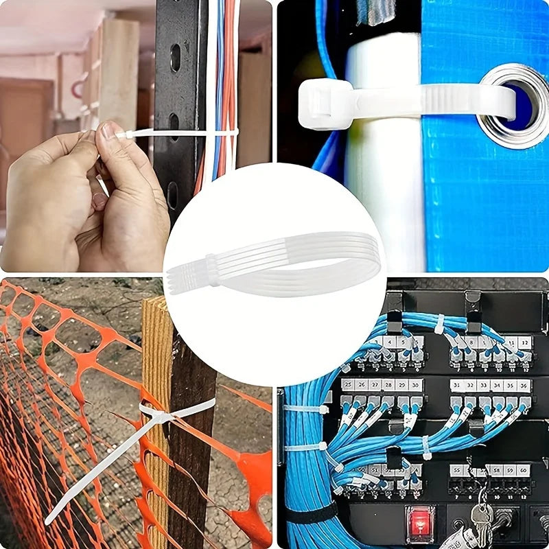 100pcs Black Cable Ties High Tensile Strength, Uv Resistant, Self-Locking for Home & Office Cord Management
