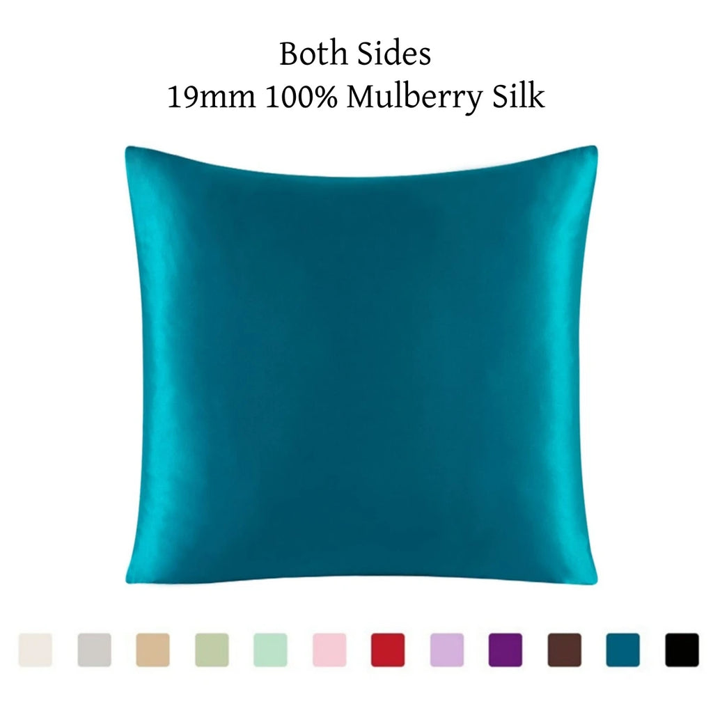 100% 19mm Mulberry Silk Zipper Pillowcase Cushion Pillow Case Cover Solid Multicolor